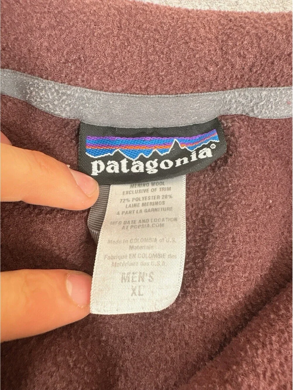 Patagonia Finmark 1/4-Zip Wool Blend Sweater Mens XL Burgundy